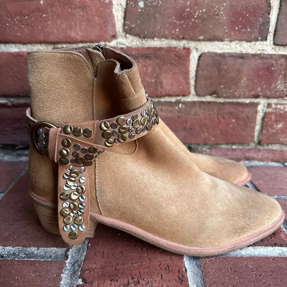 Antelope $239 Demi Leather Ankle Boots Western Zip Womens EU 38 US 7.5-8 NEW